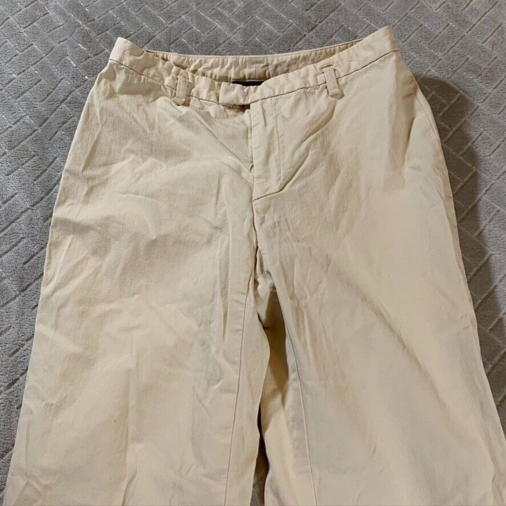 Banana Republic Womens 0 Dress Pants Beige Straight Crop Low Rise Lined Stretch - Picture 2 of 11